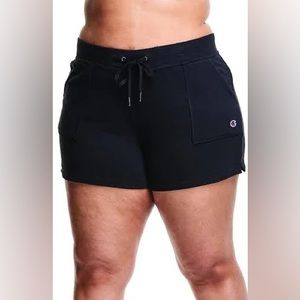 (1X:NWT) $35|Champion Plus Size Campus French Terry Shorts, Black